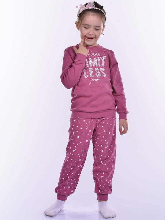 Dreams by Joyce Set Top & Bottom Kids Winter Cotton Pyjamas Fuchsia