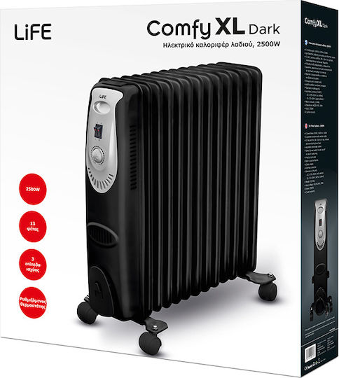 Life Comfy XL Dark 221-0309 Oil Filled Radiator with 13 Fins 2500W