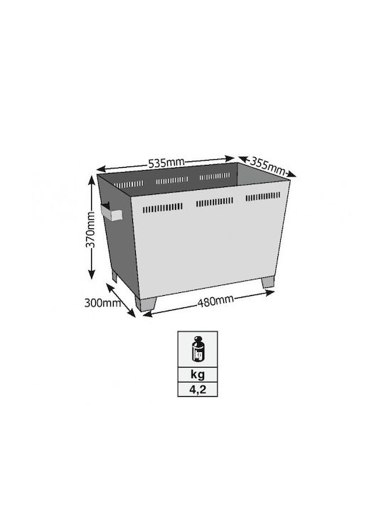 Viometal LTD Boston 1050 Metallic Box Wood Storage 53.5x35.5x37cm Black