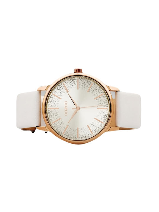 Oozoo Watch with White Leather Strap