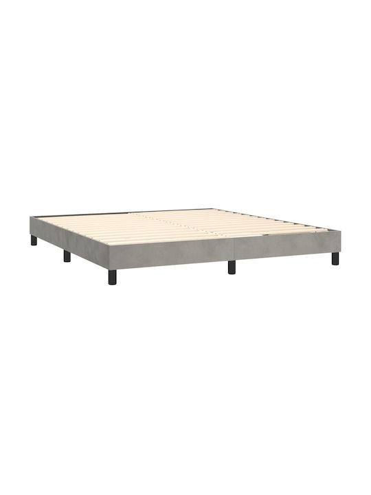 Double Bed Base Upholstered with Light Gray Fabric for Mattress 160x200cm