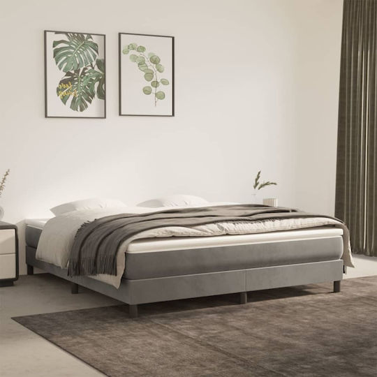 Bed Base Queen Size made of Wood Light Grey 160x200x25cm