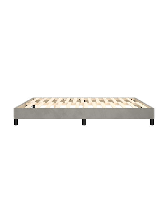 Double Bed Base Upholstered with Light Gray Fabric for Mattress 160x200cm