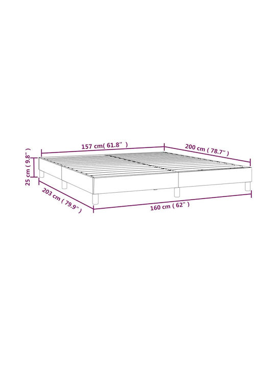 Double Bed Base Upholstered with Light Gray Fabric for Mattress 160x200cm