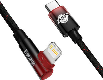 Baseus MVP 2 Geflochten / Winkel (90°) USB-C zu Lightning Kabel 20W Rot 1m (CAVP000220)