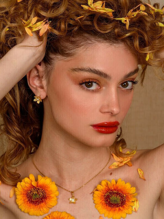 LifeLikes Κολιέ με σχέδιο Λουλούδι Επιχρυσωμένο
