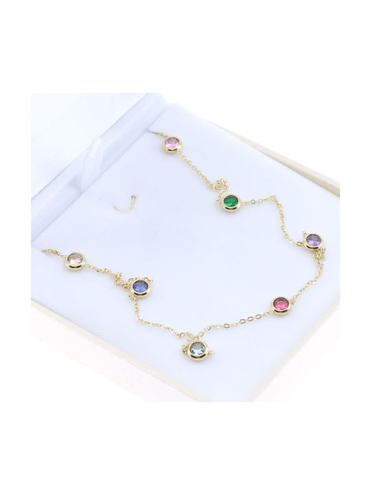 Excite-Fashion Necklace from Gold Plated Steel with Zircon