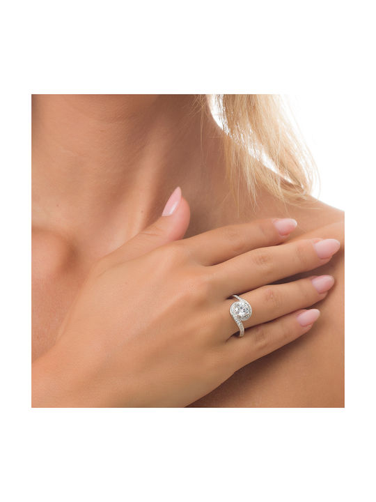 Oxzen Damen Ring mit Zirkonia aus Silber