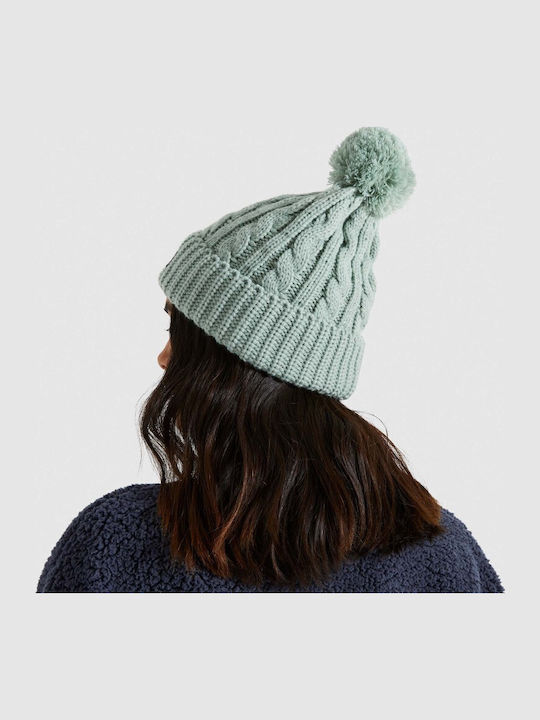 Jaida Pom Pom Beanie Γυναικείος Σκούφος με Πλεξούδες σε Πράσινο χρώμα