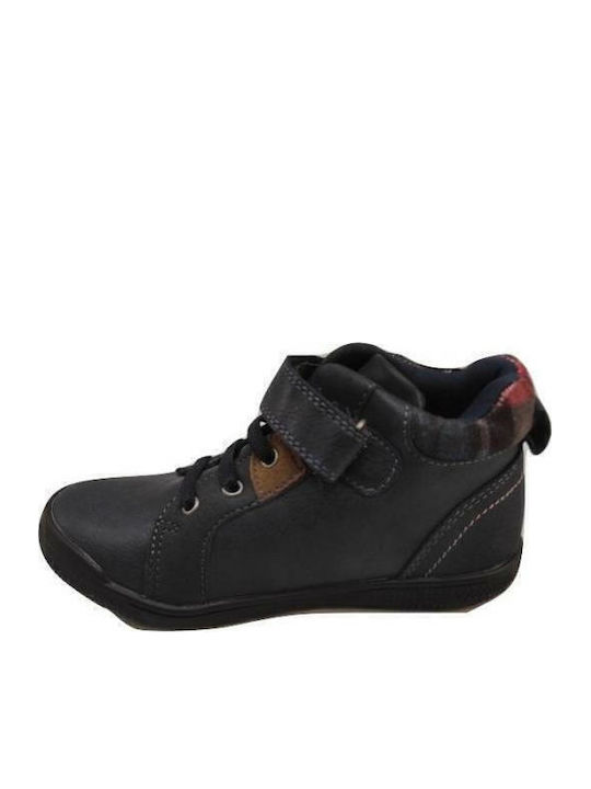 Anatomical Leather Kids Boots with Velcro Blue