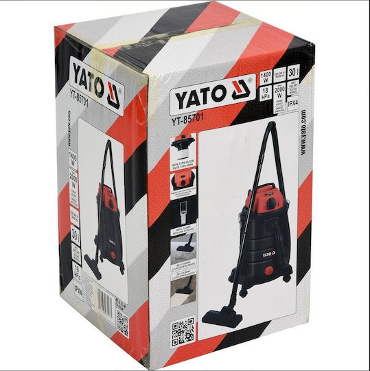 Yato Staubsauger Flüssigkeiten / Feststoffe 1400W mit Kunststoff Behälter 30Es