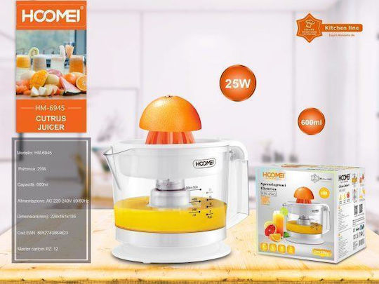 Hoomei Ηλεκτρικός Στίφτης 25W με Χωρητικότητα 600ml Λευκός
