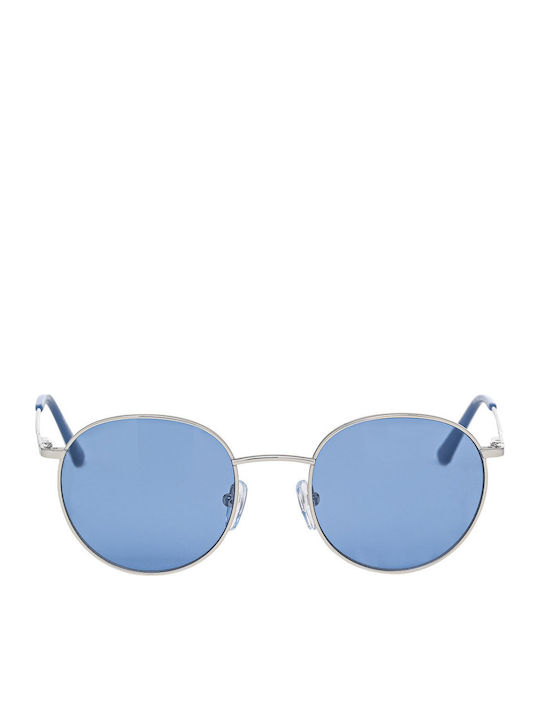 Calvin Klein Women's Sunglasses with Silver Metal Frame and Blue Lens CK18104S 045
