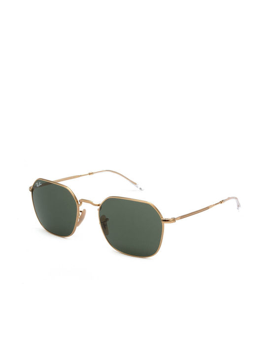 Ray Ban Jim Sunglasses with Gold Metal Frame and Green Lens RB3694 001/31