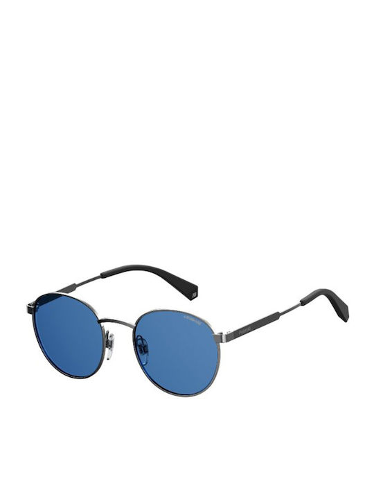 Polaroid Sunglasses with Gray Metal Frame and Blue Polarized Mirrored Lenses PLD2053/S PJP/C3