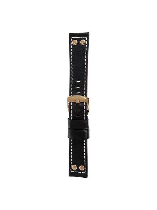 Tzevelion ART2844 ART 2844 Leather Strap Black / White 18mm