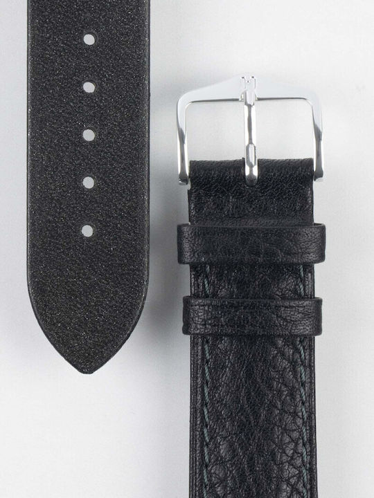 Hirsch Camelgrain Leather Strap Black 20mm