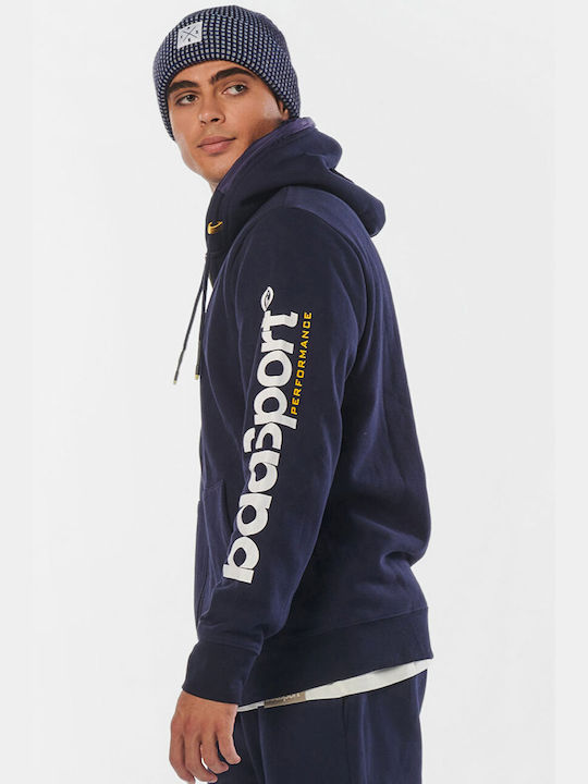 Body Action Men's Sweatshirt Jacket with Hood and Pockets Navy Blue