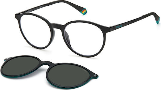 Polaroid Herren Acetat Brillengestell mit Clip-On Schwarz PLD6137/CS 807M9