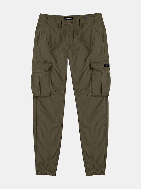 Ανδρικό Παντελόνι Cargo Ελαστικό Slim Fit Χακί