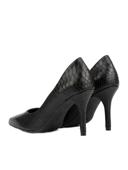 Leather Pointed Toe Black Heels