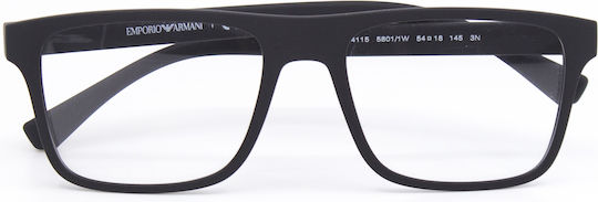 Emporio Armani Пластмасов Рамка за Очила с Clip On Черен EA4115 58011W