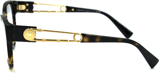 Versace Women's Acetate Butterfly Prescription Eyeglass Frames Brown Tortoise VE3307 108