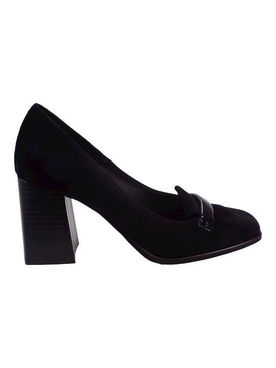 Katia Shoes Leder Pumps mit Chunky hohem Absatz Schwarz