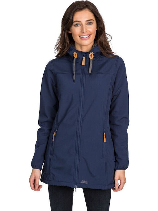 Kristen Women's Long Parka Softshell Jacket Waterproof and Windproof for Winter Navy Blue