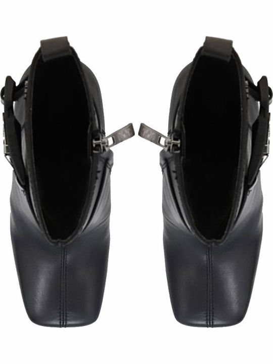 Zana Leather Women's Ankle Boots with High Heel Black