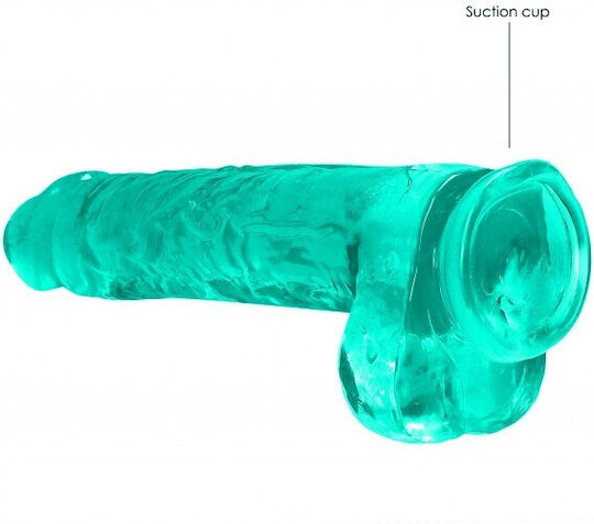 Shots Real Rock Crystal Clear Dildo With Balls Реалистично дилдо с Топки и Вендуза Green 23см