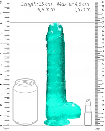 Shots Real Rock Crystal Clear Dildo With Balls Реалистично дилдо с Топки и Вендуза Green 23см