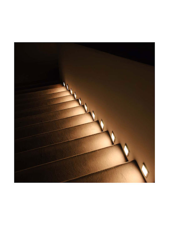 V-TAC Pătrat Metalic Spot Încorporat cu LED Integrat și Lumină Alb Natural Alb 7.2x7.2cm. 1buc