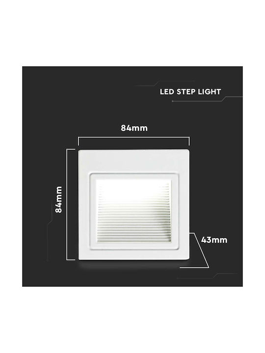 V-TAC Pătrat Metalic Spot Încorporat cu LED Integrat și Lumină Alb Natural Alb 7.2x7.2cm. 1buc