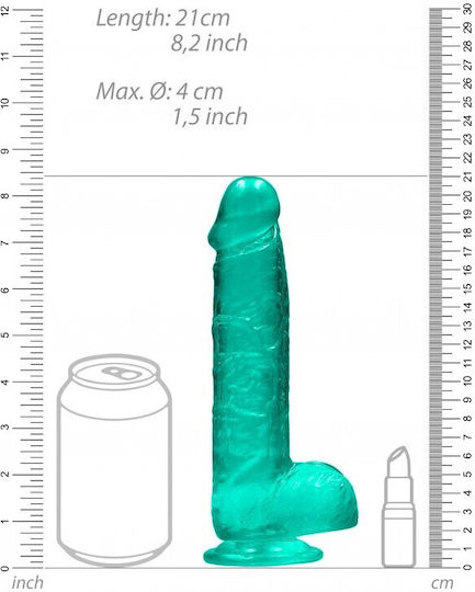 Shots Real Rock Crystal Clear Dildo With Balls Реалистично дилдо с Топки и Вендуза Green 20см
