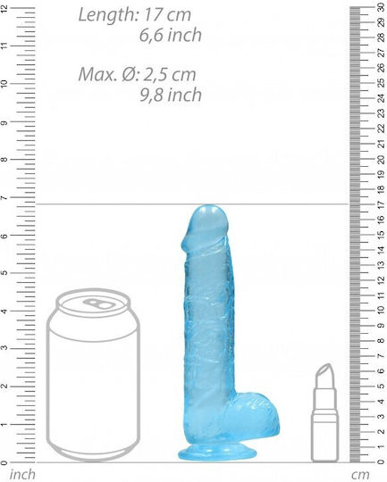 Shots Real Rock Crystal Clear Dildo With Balls Реалистично дилдо с Топки и Вендуза Синьо 15см