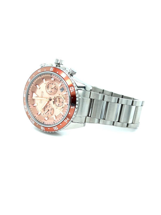 Breeze Defacto Watch Chronograph with Silver Metal Bracelet