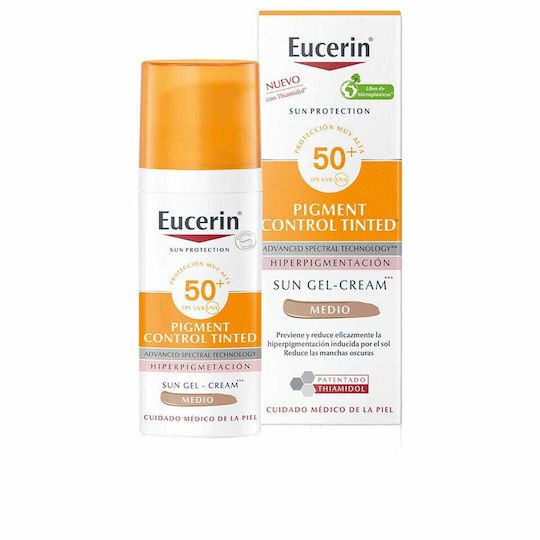 Eucerin Sun Protection Pigment Control Αντηλιακή Λοσιόν Προσώπου SPF50 με Χρώμα Medium 50ml