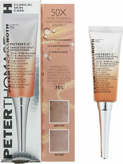 Peter Thomas Roth Potent-C Targeted Spot Brightener Moisturizing Serum Face with Vitamin C & Vitamin E for Detoxification & Radiance 15ml