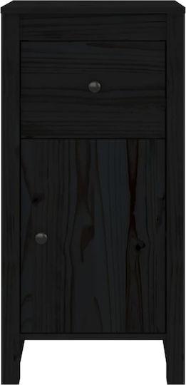 vidaXL Wohnzimmer Vitrine aus Massivholz Schwarz 40x35x80cm