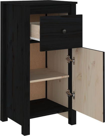 vidaXL Wohnzimmer Vitrine aus Massivholz Schwarz 40x35x80cm