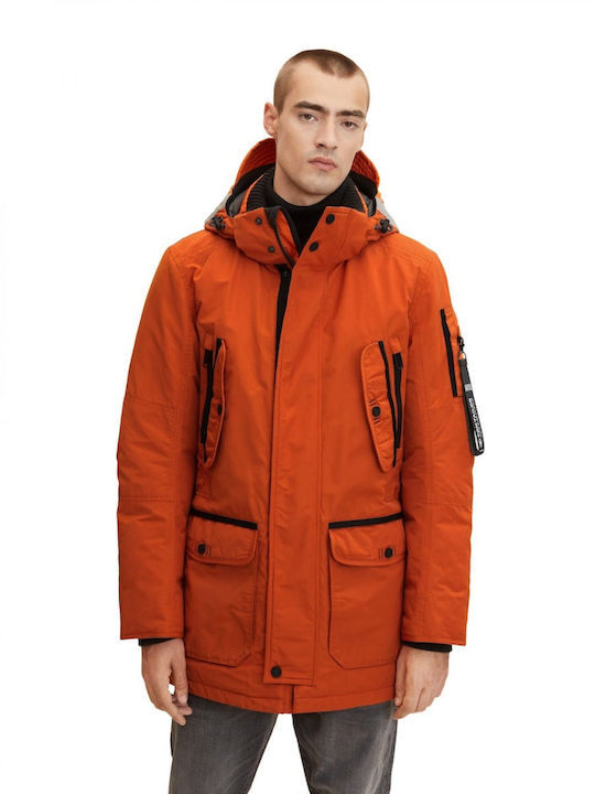 Tom Tailor Geacă pentru bărbați de iarnă Parka Gold Flame Orange