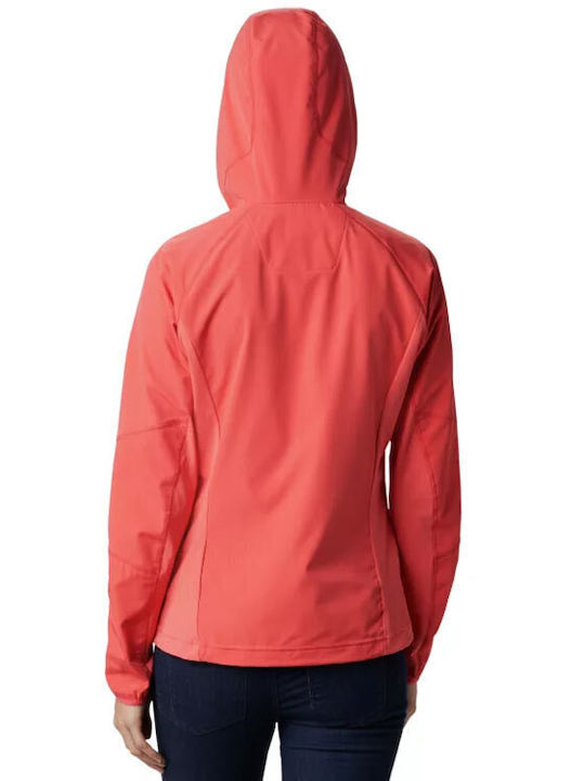 Columbia Sweet As Softshell Women's Short Sports Softshell Jacket Waterproof and Windproof for Winter with Hood Pink