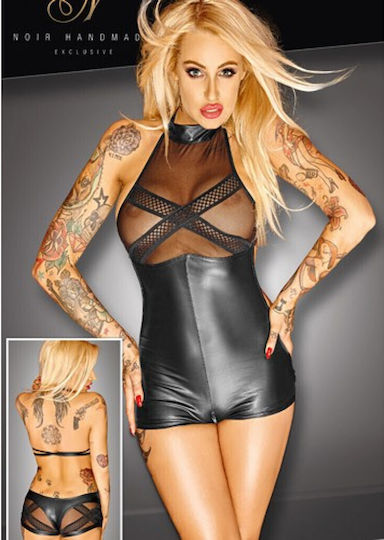 Noir Handmade Body Wetlook Cu Deschidere Cu Fermoar Body-uri Negre