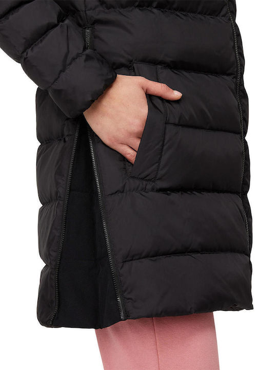 Μακρύ Γυναικείο Puffer Μπουφάν για Χειμώνα Μαύρο