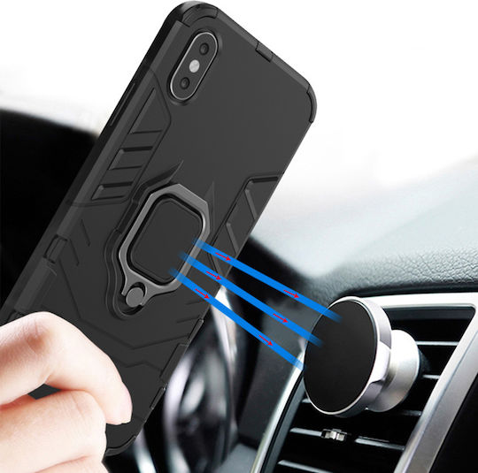Powertech Umschlag Rückseite Silikon Schwarz (iPhone 14)