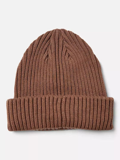 2200490001 Ribbed Beanie Cap Brown