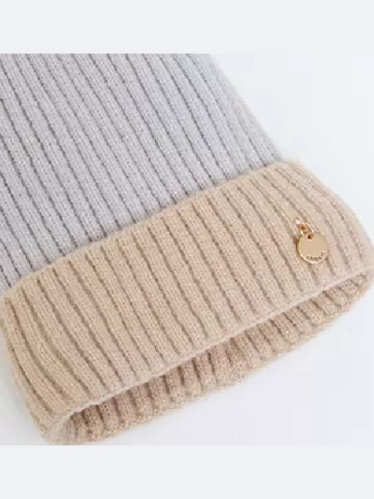 CP-02 Γυναικείος Pom Pom Beanie Σκούφος Light Blue/ Beige