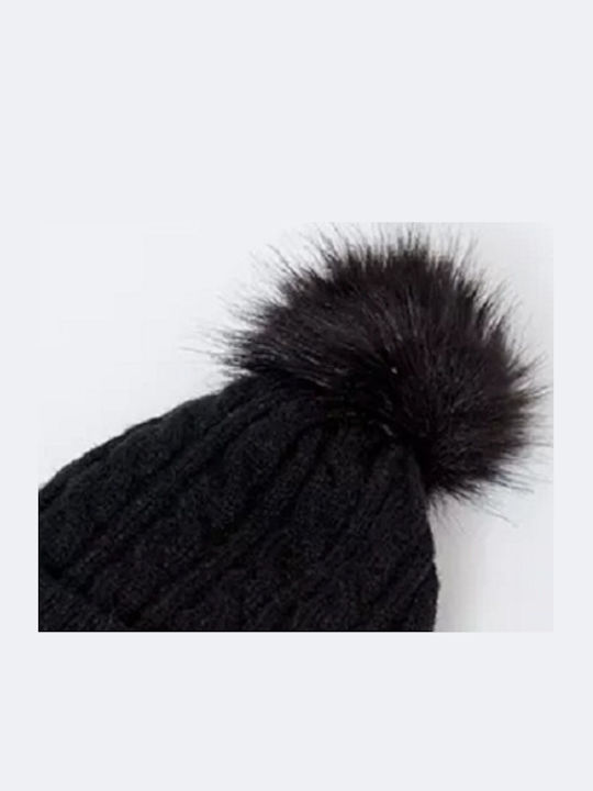 CP-04 Γυναικείος Pom Pom Beanie Σκούφος σε Μαύρο χρώμα