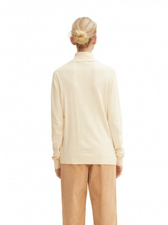 Tom Tailor Women's Long Sleeve Sweater Cotton Turtleneck Beige